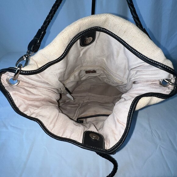 Talbots Hobo Shoulder Bag, Linen and Cotton with Leather Trim, EUC! - Picture 8 of 15